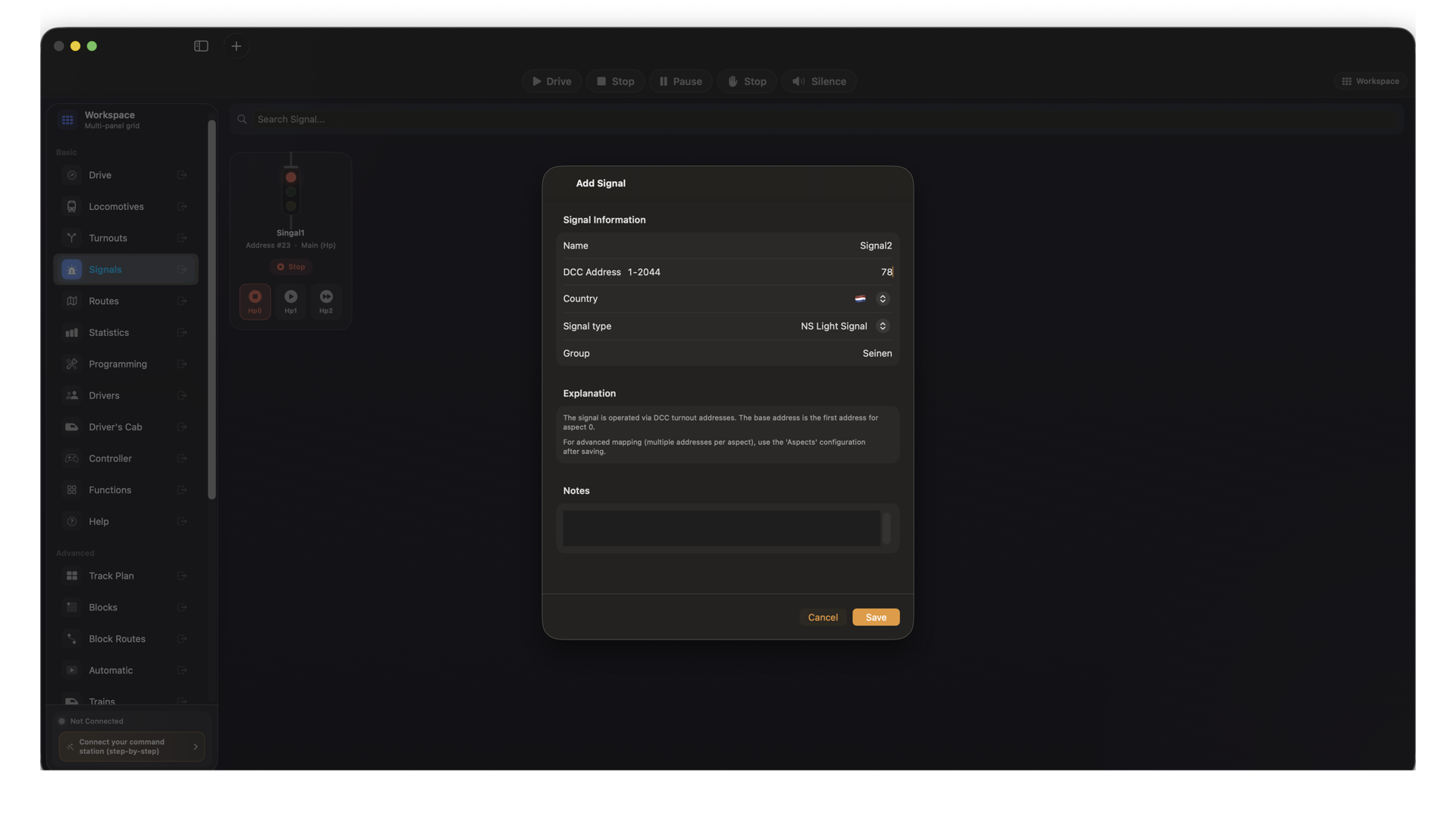 Add Signal modal